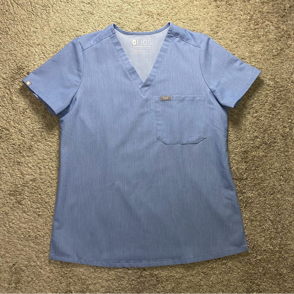 Figs Catarina One Pocket Scrub Top Womens Size Small Short Sleeve V Neck